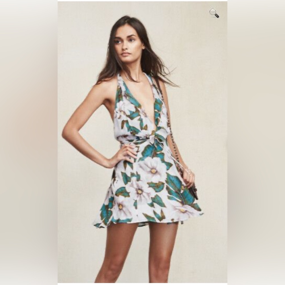 Sexy Reformation Floral Mini Wrap Dress Caribbean Tropical Resort Vacay Vibes🍹🌺🌴